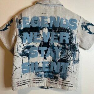 NWT Majestik Designed in NY Legends Never Stay Silent Tapestry Shirt Mens Medium